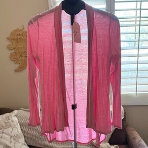 Chic Pink Open Front Cardigan